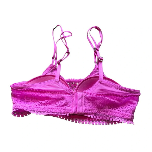 New Aerie Wireless Push Up Joy Lace Convertible Strap Bra Pink Size 32A - Picture 2 of 3